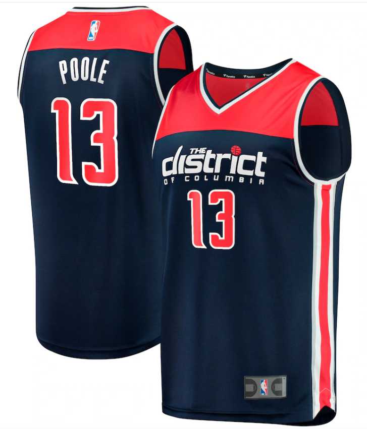Mens Washington Wizards Navy #13 Jordan Poole Fast Break Statement Edition Stitched NBA Jersey Dzhi->washington wizards->NBA Jersey